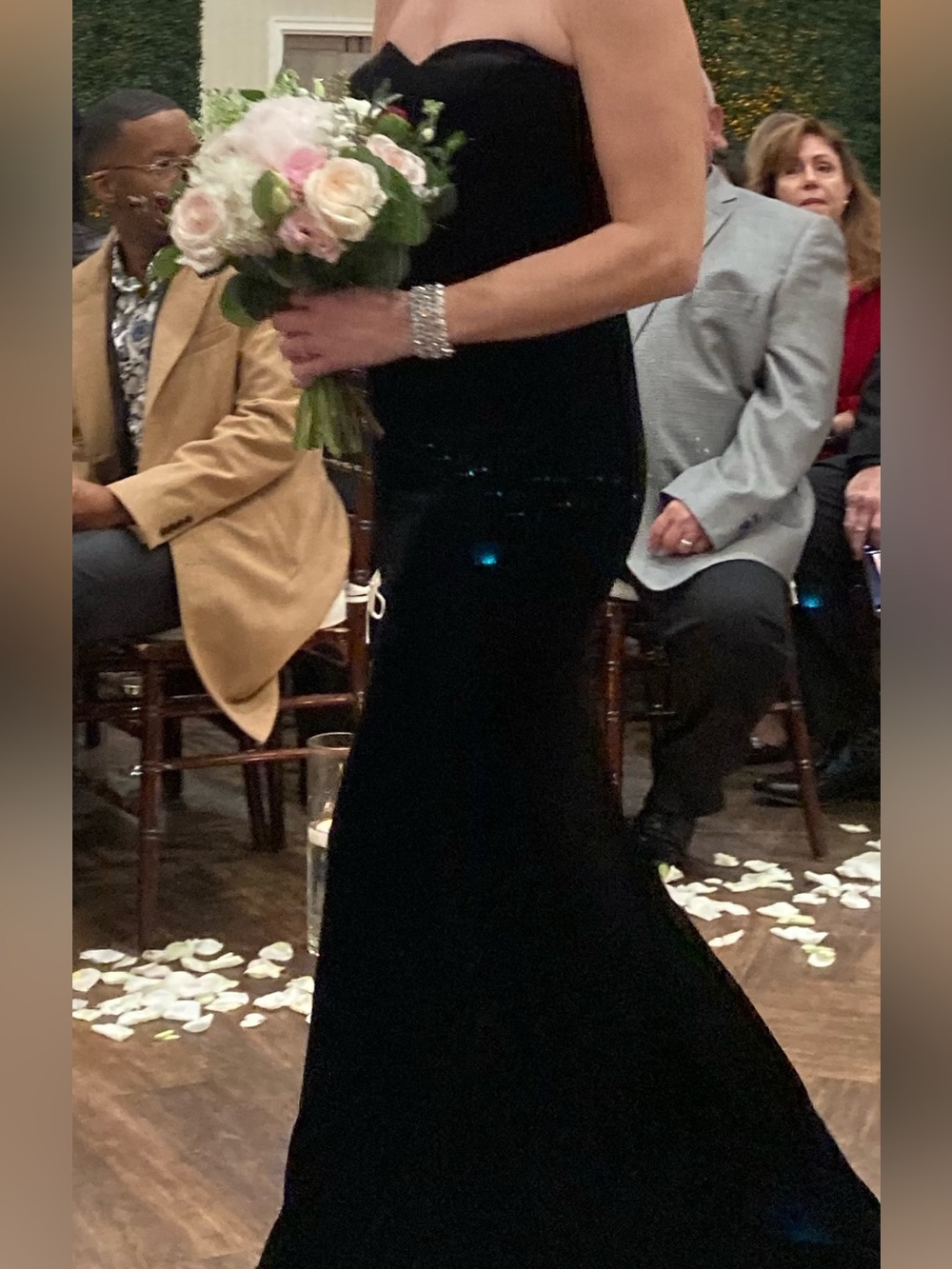 Revelry Quinn Black Velvet Strapless Mermaid Bridesmaid Dress